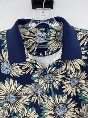 Bonobos Golf Men's Short Sleeve Sunflower Print Pattern - Navy - Medium